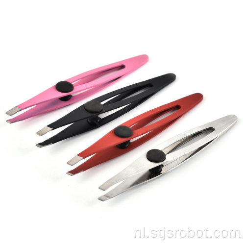 Hot verkoop Diverse Kleuren Wenkbrauw Tweezer Trimmer Rvs Slant Tip Haar Pincet Puller Verwijderen Brow Brow Clips Make Hulpmiddel